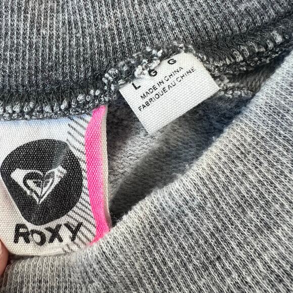 Roxy Women’s Sweatshirt Heather Gray Long Sleeve Back 1/4 heart Zip Sz Large - Picture 3 of 7